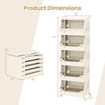 thumbnail image 3 of Gymax 6 Tier Rolling Laundry Basket w/ Wheels Stackable Plastic Storage Cart w/ Handles & Hooks, 3 of 10