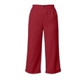 thumbnail image 5 of Pounoo Capri Pants for Women High Waisted Cuffed Hem Pleated Front Straight Fit Trousers Office Wear Stylish Bottoms, 5 of 7