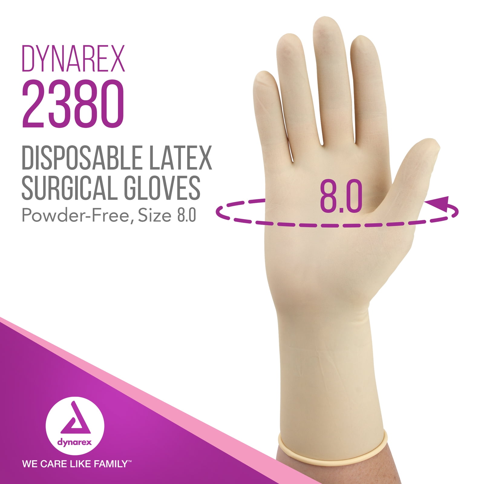 Dynarex Sterile Disposable Latex Surgical Gloves, Powder-Free, Sterilely Packaged in Pairs, Professional Medical & Healthcare Use, Veterinary Clinic, Bisque, Size 8, 1 Case of 200 Pairs of Gloves