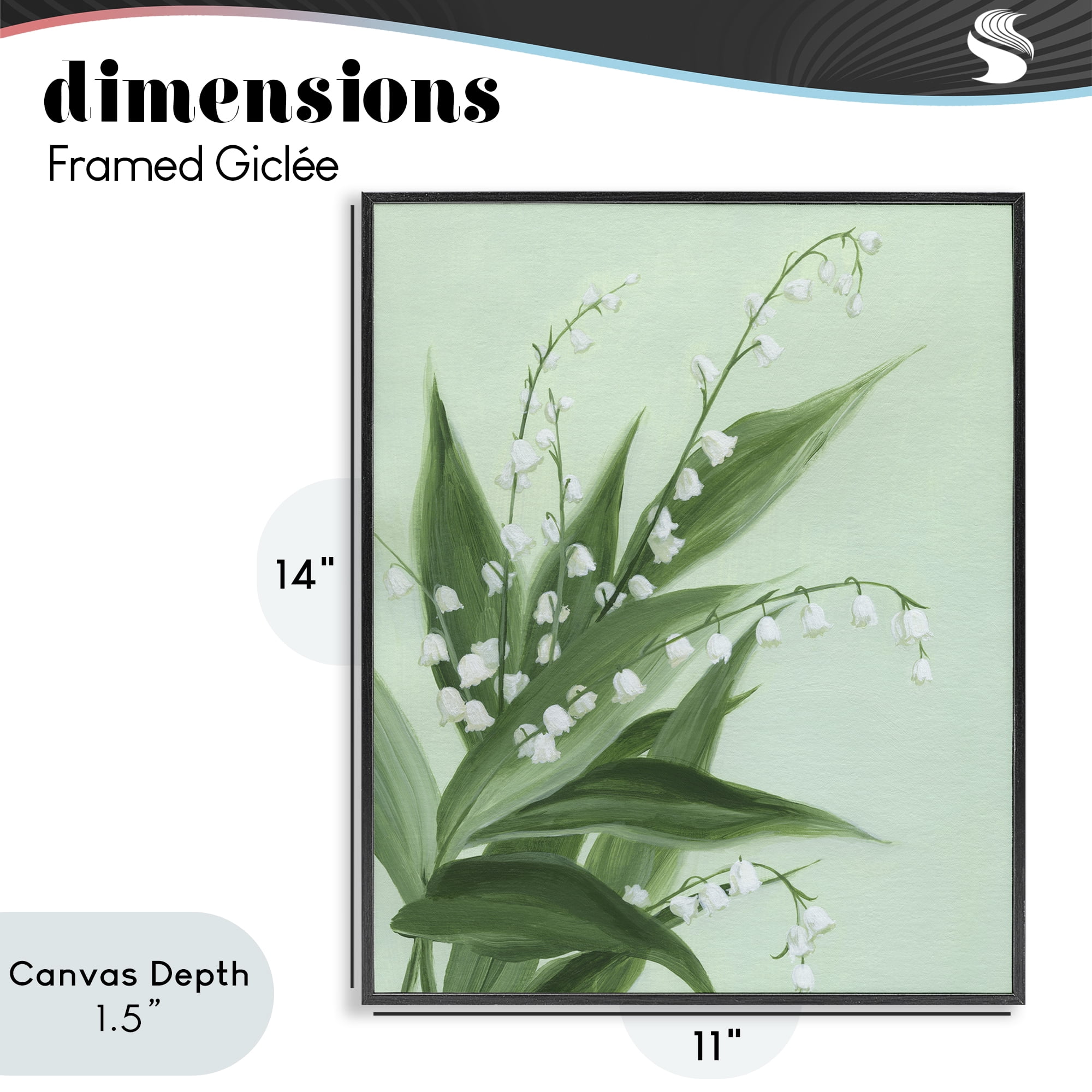 Stupell Industries Verdant Lily Of Valley Black Framed Giclee Art, design by Grace Popp