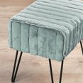 thumbnail image 3 of Home Soft Things Super Soft Faux-Fur Upholstered Stool Ottoman, Jadeite, 19"x13"x17", 3 of 7