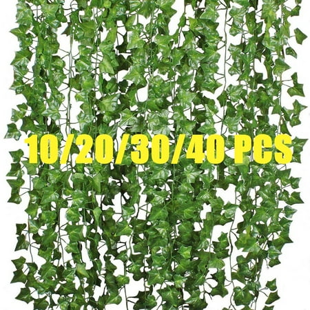 Vine 21 10/20/30/40 Pcs Artificial Ivy Leaf Garland Green Plant Vine Foliage Flowers Home Decor for Wedding Party Garden Home Wall Decor (6ft/Strand) ()