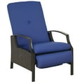 thumbnail image 1 of Outsunny Rattan Outdoor Recliner Chair, Patio Lounge Chair, Dark Blue, 1 of 10
