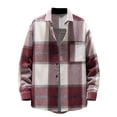 thumbnail image 1 of Camisas Para Hombre Casual Camisa de manga larga a cuadros suelta de tendencia de moda casual para hombre Top (Red, L), 1 of 4