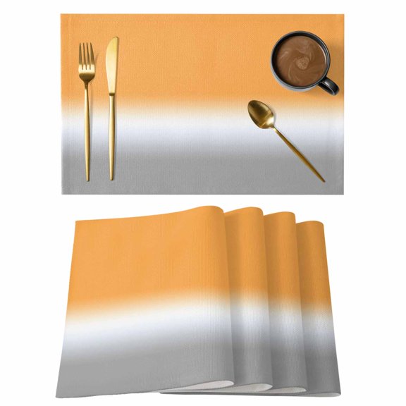 Orange and Grey Ombre Placemats Set of 4 Gradient Gradual Color Place Mats Table Mats Kitchen Dining Home Outdoor Party Table Decoration