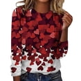 thumbnail image 2 of T-shirts de Saint-Valentin pour Femmes, Chandail en Molleton à Col Rond avec Cœur d'Amour, Chandail Mignon Gnome, Hauts, Tenues, Vêtements, Mode pour Dames, Col Rond, Manches Longues, T-Shirt Imprimé Saint-Valentin, 2 of 4