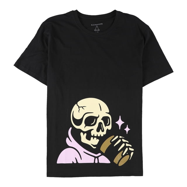 Elevenparis Hombre Esqueleto Camiseta gráfica negra 2XL