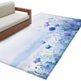 thumbnail image 2 of 4x6 Area Rugs, Blue Flower Non-Skid Rubber Backing Large Rectangle Rugs - Living Room Bedroom Home Office, Modern Pastoral Watercolor Oil Painting Indoor Floor Mat Carpets Washable Rug, 2 of 9