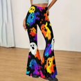 thumbnail image 2 of Leidass Women's Halloween Flare Leggings Black Cat Pumpkin Print High Waist Buttery Soft Bell Bottom Yoga Pants Red XL, 2 of 6