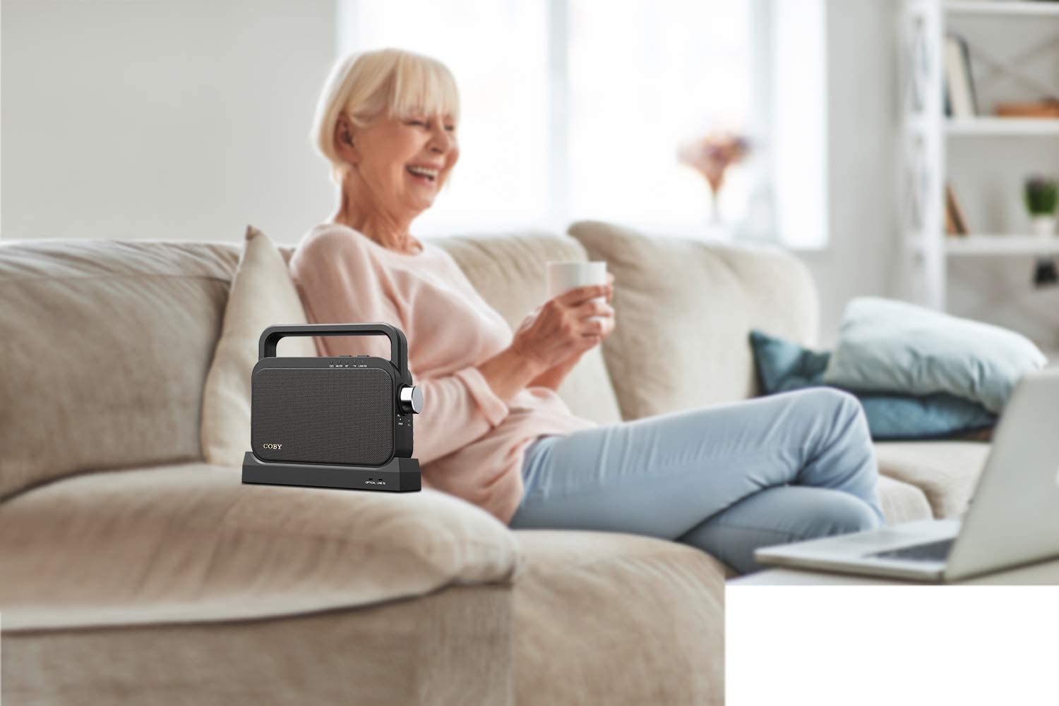 COBY Digital Hearing Amplifier for Seniors Wireless TV Listening Assistance Bluetooth Portable Speaker, Black, CSTV130