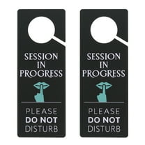 Uxcell 2 Pcs Do Not Disturb Door Hanger Sign, Session in Progress Door Sign, Black, 9.3" x 3.5"