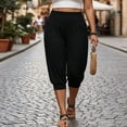 thumbnail image 2 of VBVC Women's Plus High Waisted Harem Capri Pants , Casual Summer Joggers For Women , Ladies' Lightweight Yoga Lounge Trousers with Pockets, Black , L-5XL, 2 of 9