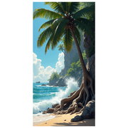 LUUFILx Vibrant Beach Scene Banner with Palm Trees Airplane and Waves Summer Theme Backdrop Decorations Party Supplies Photography Props Beach Party Vacation Decor Happy Gathering