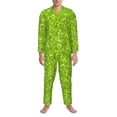 thumbnail image 3 of Gaeub Lime green glitter Mens Pajamas Set Mens Sleepwear with Long Sleeve Top & Bottoms PJs-Medium, 3 of 7
