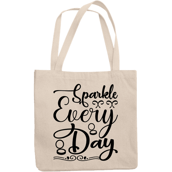 12oz Canvas Tote Bag - Sparkle Every Day, Beauty Motivation Quote - Beauty Themed Merch for Makeup Artist or Cosmetologist, Gift for Makeup Lovers & Beauticians