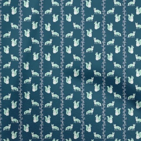 oneOone Cotton Silk Teal Blue Fabric Animal Sewing Material Print Fabric By The Yard 42 Inch Wide