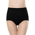 thumbnail image 4 of BOOMILK Underwear for Women High Waisted Cotton Stretch Briefs Soft Full Coverage Panties 4P Black, 4 of 4
