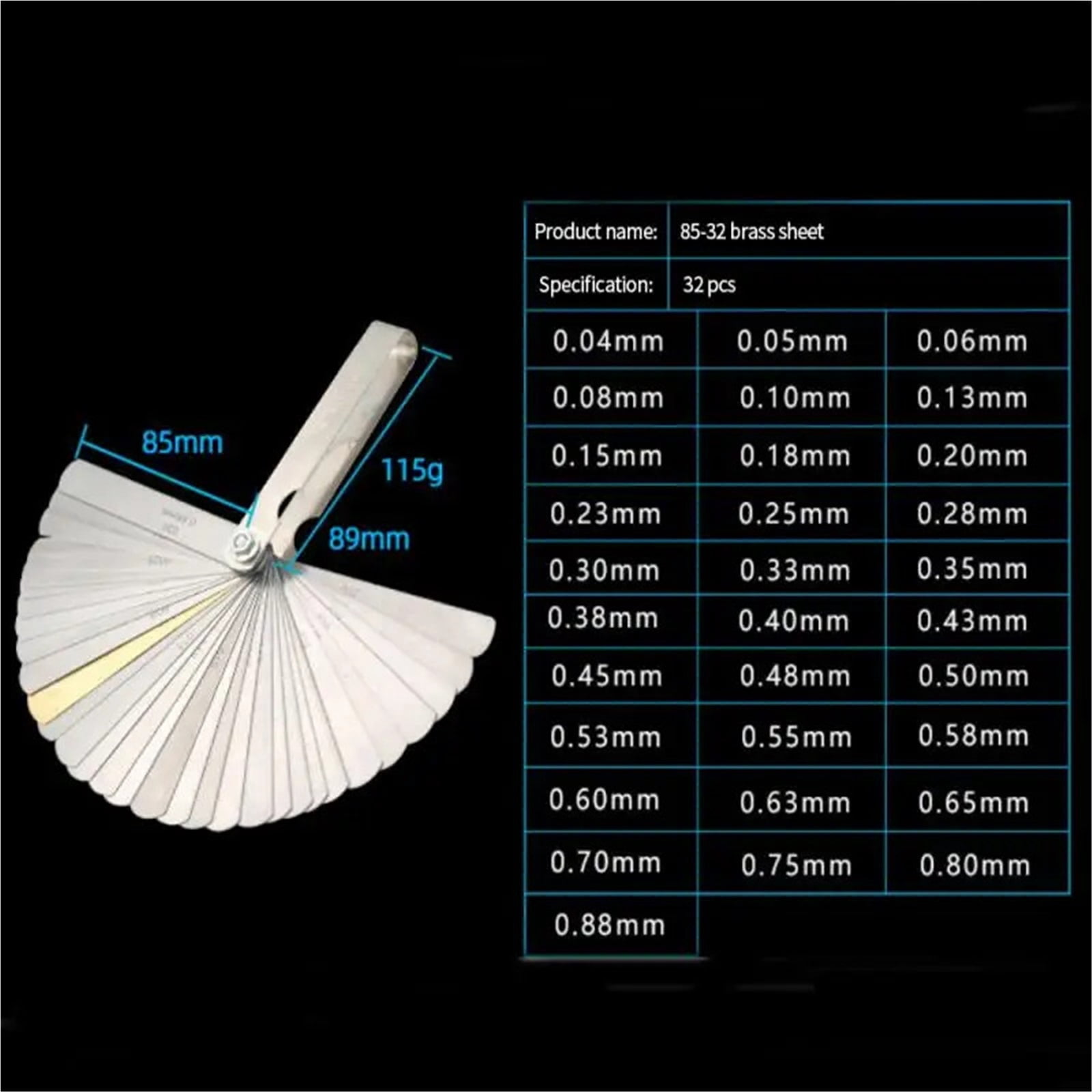 Feeler Gauge Metric Size 0.04mm - 0.88mm Thickness Gauge Set Valves Foliage Of Valves Gap For Measurement Probe Gap ,Easy Identification