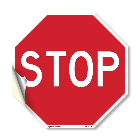 Stop 10 inch X 10 inch Octagon Vinyl Label Decal Sticker Weather Resistant, UV Protected for Workplace, Private Property, and Construction Site, Made in the USA