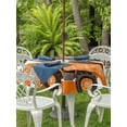 thumbnail image 3 of Outdoor Tablecloth with Umbrella Hole for Patio/Picnic/Party/Camping, Orange Striped Truck Waterproof Table Cloth Round Cover Washable, Farmhouse Stripes Modern Art (Dia 54"), 3 of 8
