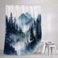 thumbnail image 3 of Shower Curtains for Bathroom, Blue Black Mountain Waterproof Fabric Shower Curtain, Forest Pine Trees Abstract Art Decorative Bathroom Curtain for Bathtub, 66"x72", No Hooks Included, 3 of 9