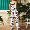 thumbnail image 4 of Fgvctg Valentine's Day Womens Jumpsuit Wide Leg Pant Holiday Love Heart Graphic Overall Sleeveless Rompers Spaghetti Straps Jumpsuit Loose Bib Overalls Sprimg Clothing With Pockets Black M, 4 of 4