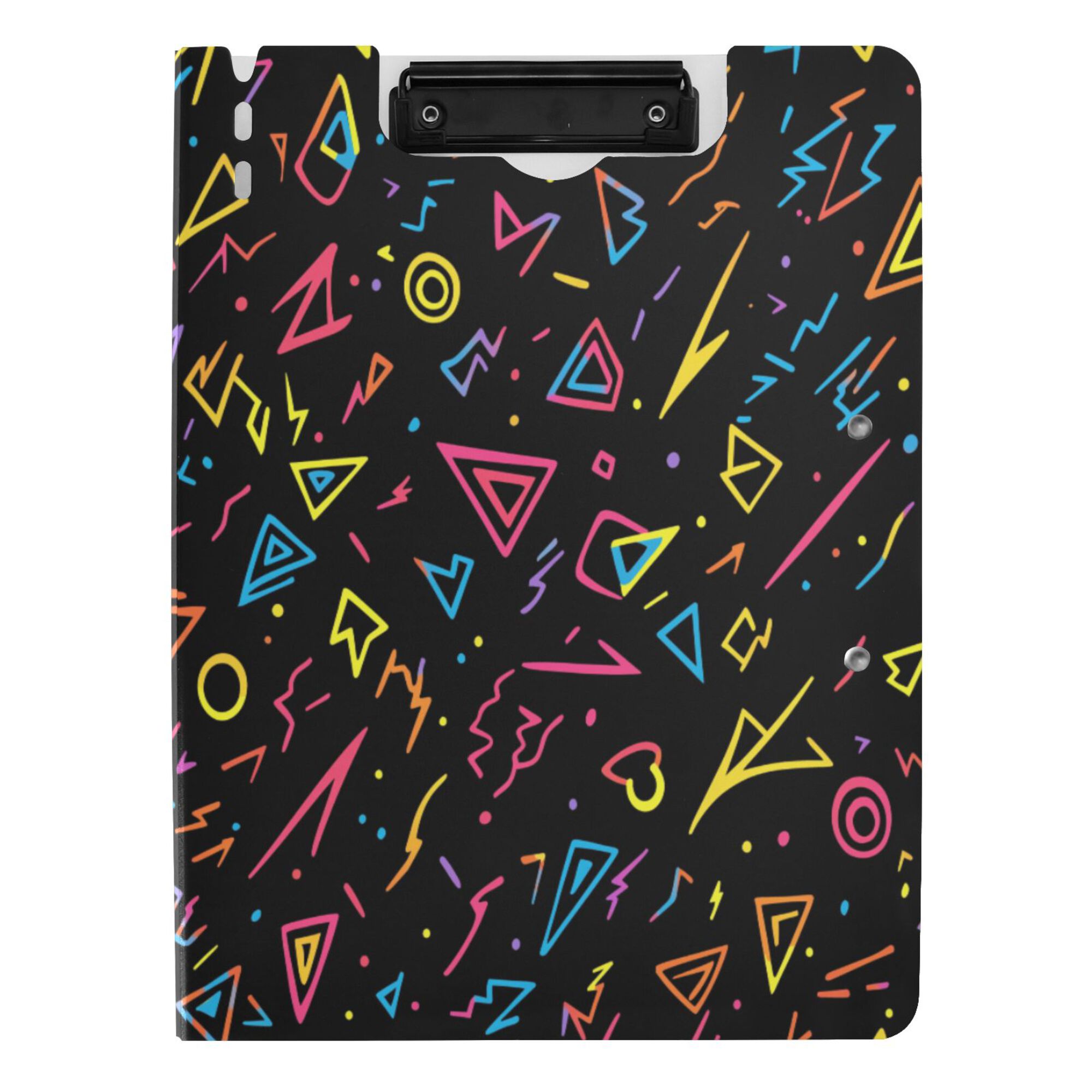 FORMRS A4 Clipboard Folder with Pen Holder Horizontal Foldable School Office Binder, Black Neon Lightning