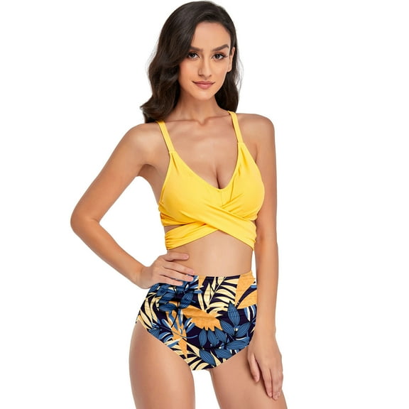 Tejiojio Clearance Sale Women's Swimsuit Womens Swimwear Tankini Tops High Waisted Bathing Suit Women 2 Piece Flowers Swimsuits for Women Bikini Bottoms