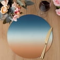 thumbnail image 3 of Orange Blue Ombre Round 13 Inch Placemats Set of 2, Contemporary Abstract Gradient HeatResistant Non Slip Place Mats for Dining Table, Wipeable Braided Kitchen Table Mats for Housewarming, 3 of 9