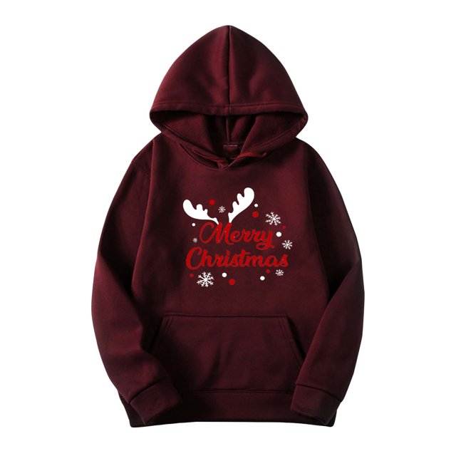 Sudadera con capucha para hombre, informal, con estampado navideño, de manga larga, tipo blusa