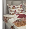 thumbnail image 6 of Ambesonne Modern Fitted & Top Sheet Set with Shams, Big Flowers Butterflies Art, Cream Orange, 6 of 8