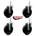 thumbnail image 2 of 5 Inch Soft Rubber Wheel Swivel 3/4 Inch Threaded Stem Caster Set Service Caster, 2 of 2