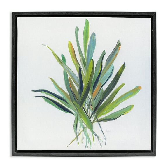 Stupell Industries Plant Leaf Sprigs Plants & Flowers Painting Black Floater Framed Canvas Art Print Wall Art, 18 x 18