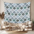 thumbnail image 2 of Green Grey Morocco Pattern Tapestry for Bedroom Wall Hanging Tapestry,Turquoise Modern Moroccan Geometric Ceiling Backdrop Tapestries Poster Blanket Wall Decor for Teens Room Living Room 39" x 59", 2 of 8