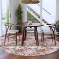 thumbnail image 3 of Round Rugs 6 Ft, Light Pink Spring Floral Non Slip Area Rugs for Kitchen Bedroom Entryway, Vintage Summer Botanical Washable Carpet Runner Rug Floor Mats for Bedroom Home Decor, 3 of 8