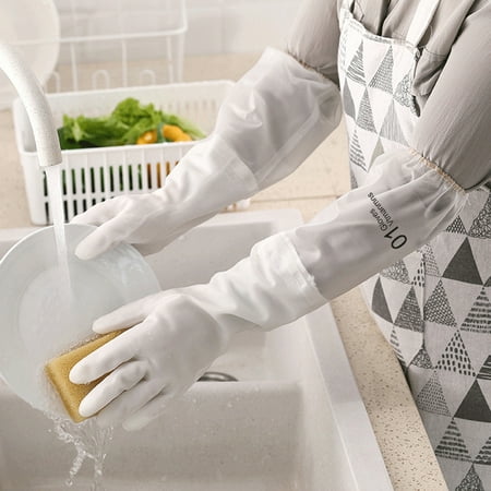 

jiaroswwei 1 Pair Waterproof Anti-slid Cleaning Glove Rubber Practical Extended Sleeve Household Glove for Home