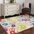 thumbnail image 3 of Colorful Cartoon Handprint Area Rugs 3x5 ft Cute Watercolor Red Green Blue Graffiti Linen Washable Rug Non Slip Indoor Carpet Absorbent Floor Mat for Living Room Bedroom Dining Room, 3 of 9