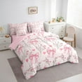 thumbnail image 4 of Feelyou Pink Princess Bow-tie Twin Bedding Sets 7-Piece for Kids, Kawaii Love Heart Bedding Comforter Set, Spring Flower Floral Reversible Sheet Sets, Microfiber Bedroom Decor, 4 of 9