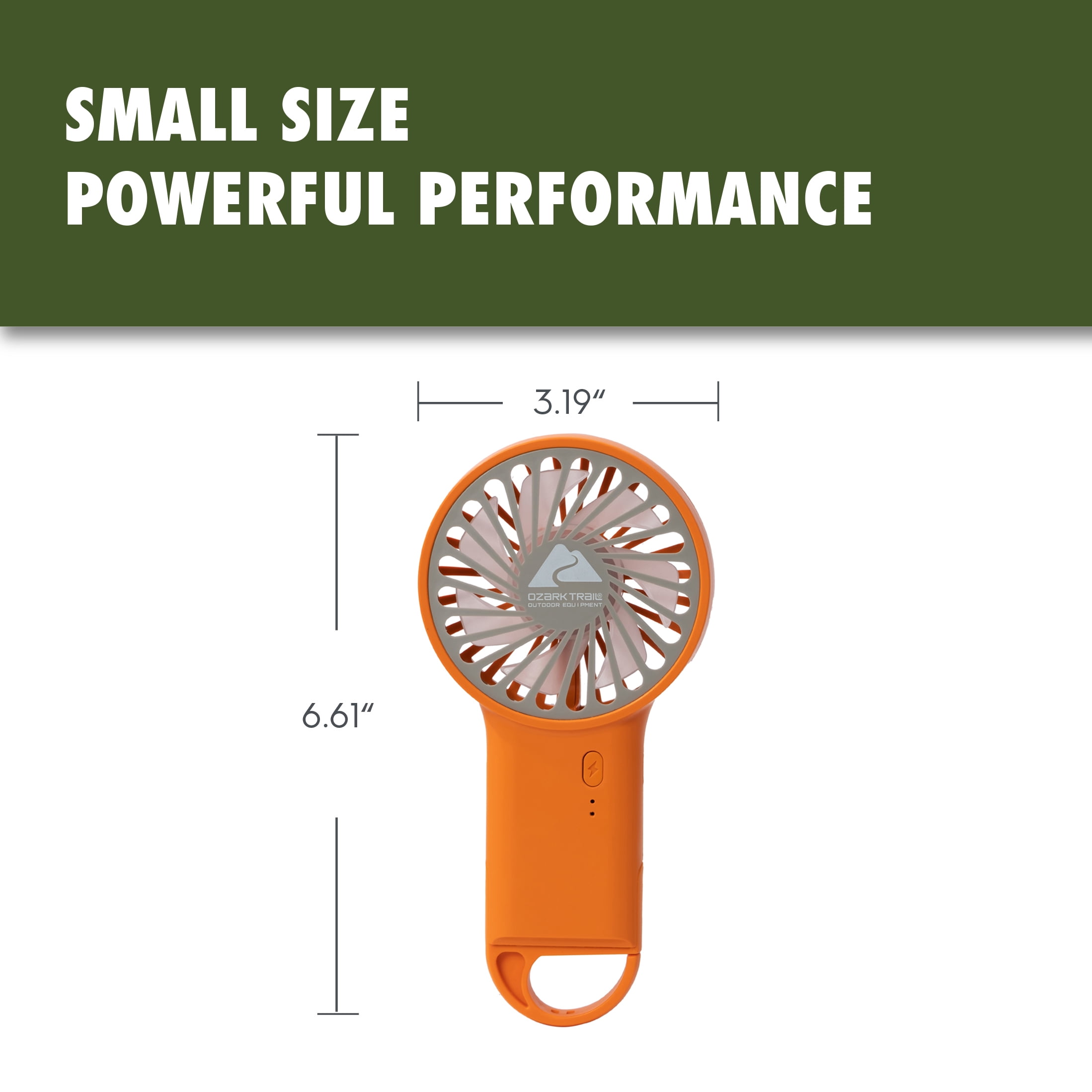 Ozark Trail Rechargeable Handheld Fan with USB-C Charging and 3 Speed Settings