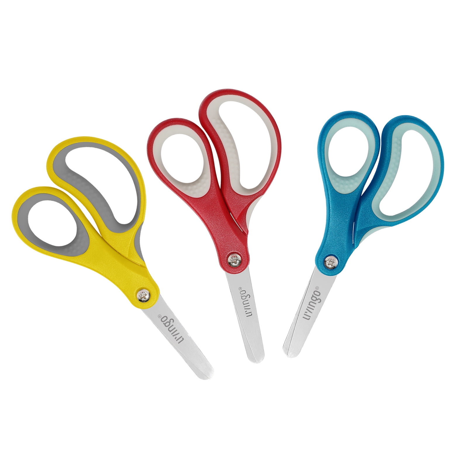 LIVINGO 24 Pack Bulk Scissors Blunt Tip Blade, 5 inches, Blue, Yellow, Red
