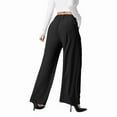 thumbnail image 2 of Pantalones de Traje Anchos para Mujer, Holgados, de Cintura Alta Elástica, Informales, Largos, Color Negro, Talla XS, 2 of 7