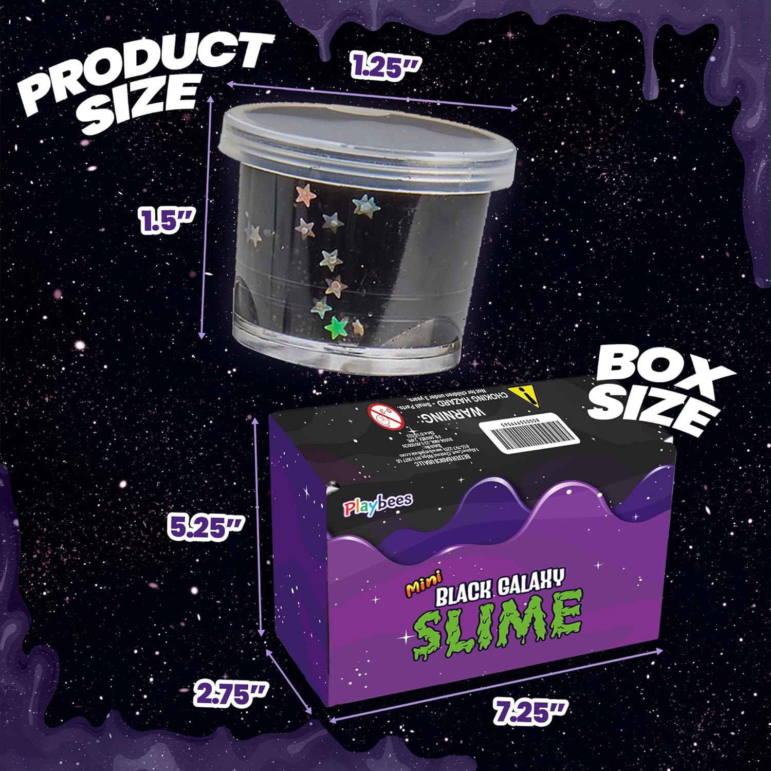 Playbees Black Nebula Slime - 48 Pack - Galaxy Star Slime Party Favors for Kids - Non-Sticky, Stress Relief, Arts & Crafts