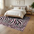 thumbnail image 3 of ODIKA Pink Stripe Leopard Cheetah Spotted Border Print Mixed Zebra Flowing Dynamic Foldable Easy Care for Queen Size Bedroom, Under Bed, Master, 3 of 7