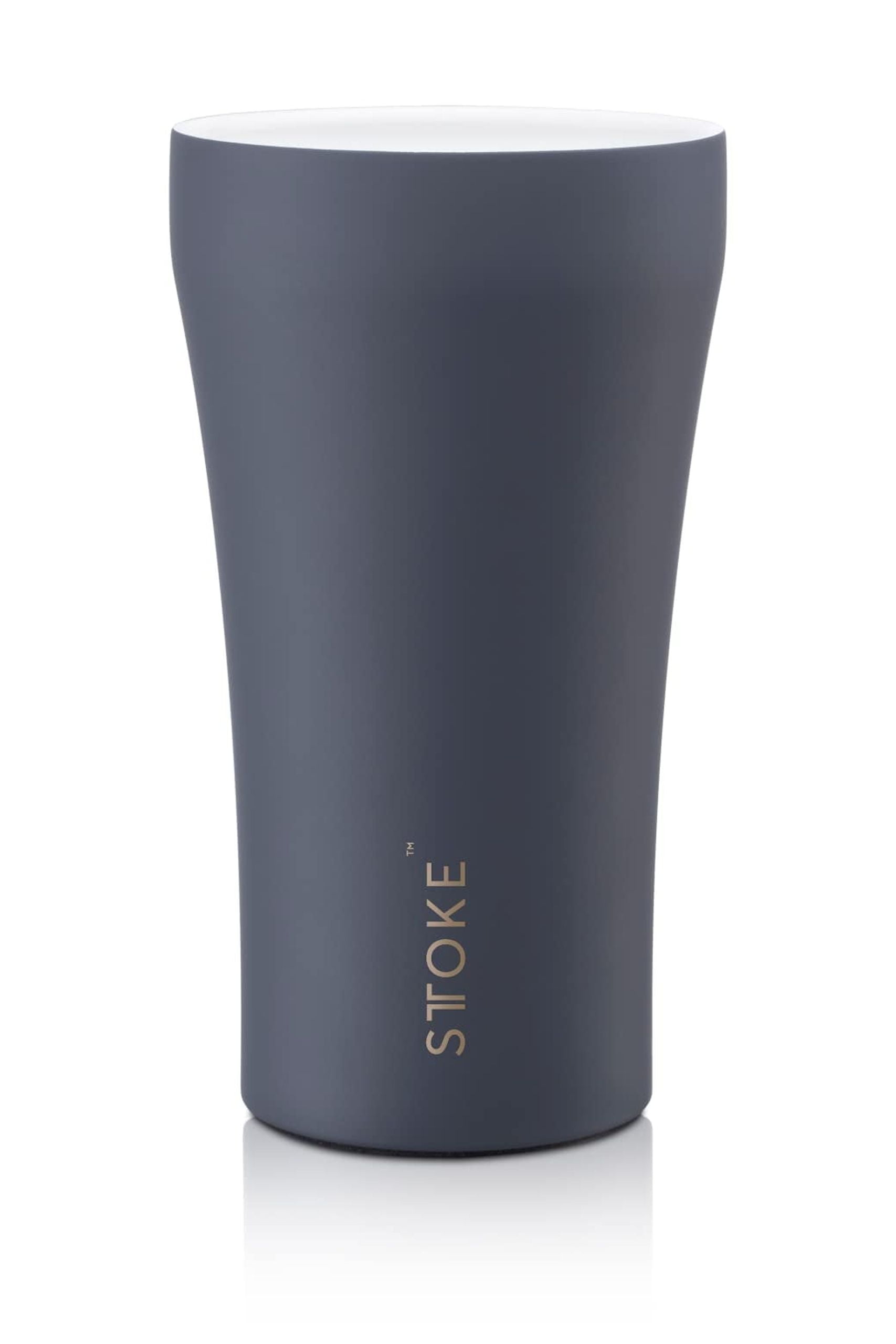 Sttoke Leakproof Ceramic Reusable Coffee Cup 12 Oz - Sweat-Free, Insulated, Slated Grey