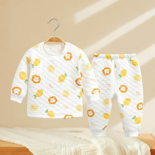 Pyjama de Noël pour Enfants Père Noël Manches Longues Col Rond Chandail Haut Pantalon Pyjama des Fêtes pour Enfants Jaune Imprimé Ensemble de Pyjama Garçon 4-5 Ans