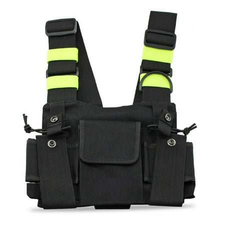 Radio Harness Chest Rig Black, Outdoor Tactical Vest, Universal Hands Free Radio Chest Rig Harness Chest Front Pack Pouch Holster Vest For Two Way