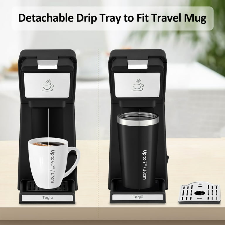 Aiosa 2 in 1 Single Serve K Cup Coffee Maker 14oz,with Travel Cup,Mini Single Personal Coffee Maker Machine,One Button Operat
