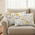 thumbnail image 2 of Country Style Pillow Covers 2 Pack Yellow Flowers Gray Leaf Floral Pillowcase Waterproof Outdoor Throw Pillow Cover for Patio Balcony Rectangular Cushion 20”x12”, 2 of 9