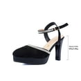 thumbnail image 6 of Black Ladies Fashion Heels With Closed Toe And Rhinestone Buckle Hollow Style For Everyday Commuting, 6 of 9