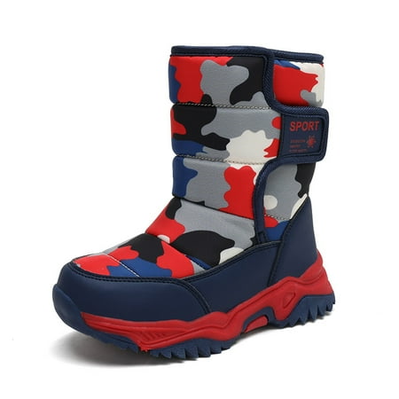 

Winter Warm Geometric Print Fleece Thicken Snow Boots For Boys And Girls